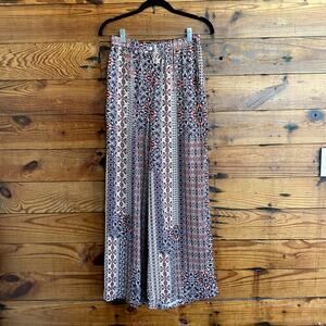 Molly Bracken Wide Leg Silky Boho Pattern Pants size Medium